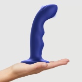 Вибратор с пульсирующей головкой Strap-On-Me Tapping Dildo Wave M синий
