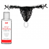 Набор Intt с гелем Sliding Gel Strawberry и черными трусиками