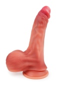 Телесный силиконовый фаллоимитатор на присоске - 23 см.