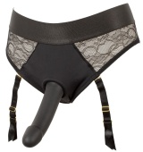 Черный женский страпон Strap-on Set: трусики и насадка