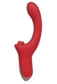 Красный вагинально-клиторальный вибратор