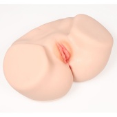 Мастурбатор-полуторс Onahole Real Vagina с вагиной и анусом с двойным слоем и вибрацией