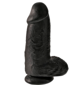 Толстый фаллоимитатор с мошонкой на присоске Pipedream King Cock Chubby черный