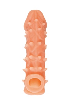 Телесная закрытая насадка с пупырышками Cock Sleeve Size L - 17,6 см.