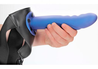 Синий страпон-фаллопротез с ребристой фактурой - 20,6 см.