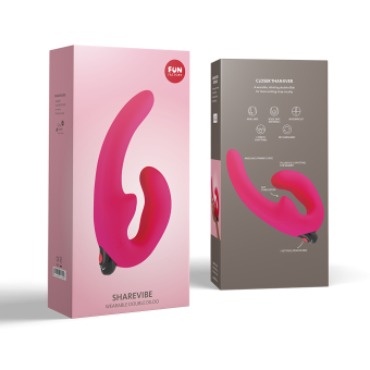 Безремневой анатомический страпон с вибрацией Fun Factory Sharevibe розовый