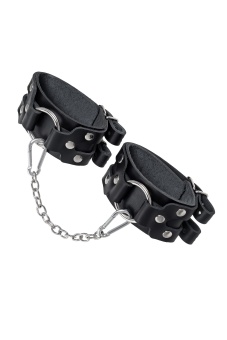 Черные кожаные оковы с двумя ремешками