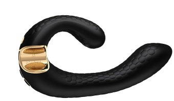 Вибратор с клиторальным стимулятором Shunga MIYO черный - 18,5 см