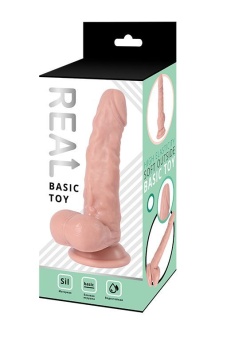 Силиконовый реалистичный фаллоимитатор с изгибом Real Basic Toy - 17,5 см