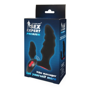 Анальный вибростимулятор с пультом ДУ черный