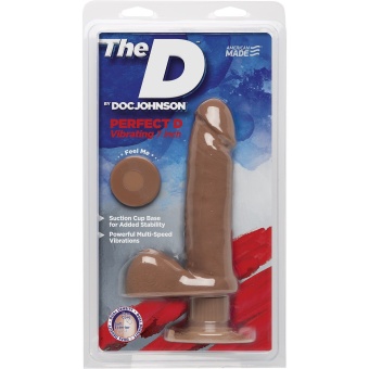 Реалистичный вибратор на присоске The D Perfect D Vibrating 16 см мулат