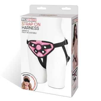 Плюшевые трусики для страпона Strap On Harness Pink черно-розовые