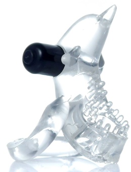 Прозрачное эрекционное виброкольцо с дельфином