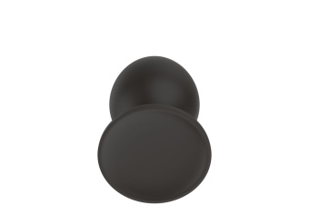 Черная средняя силиконовая анальная пробка с ребрышками на кончике