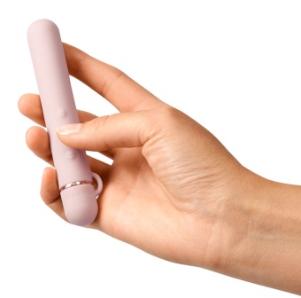 Силиконовый мини-вибратор с насадкой Le Wand Baton пудровый - 11,9 см
