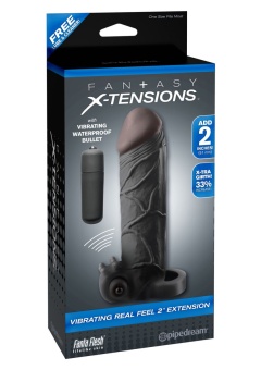 Насадка удлинитель с вибрацией Vibrating Real Feel Extension 16,5 см черная