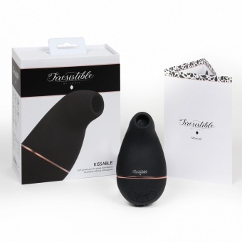 Черный бесконтактный клиторальный стимулятор Irresistible Kissable