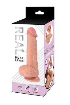 Реалистичный фаллоимитатор Real Dual Layer - 20 см