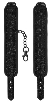Оковы с рельефным узором Ouch! Luxury Ankle Cuffs чёрные