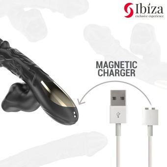 Черный вибратор с режимами колебаний и посасывания - 23,5 см.