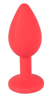 Красная силиконовая пробка с красным кристаллом Colorful Joy малая - 7,2 см