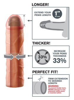 Насадка удлинитель для члена Perfect Extension телесная - 18 см