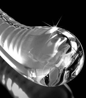 Рельефный фаллоимитатор из стекла присоской Icicles №88 прозрачный - 18 см