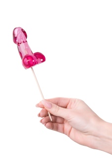 Розовый леденец в форме члена со вкусом айриш крим - 80 гр.