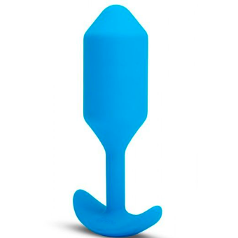Утяжелённая вибропробка b-Vibe Vibrating Snug Plug 3 средняя голубая