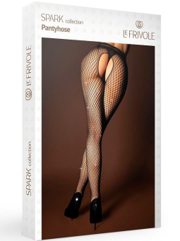 Черные колготки с двойной сеткой и стразами