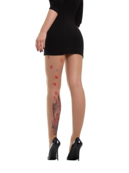 Молодежные колготки с цветным принтом в виде девушки и лайков