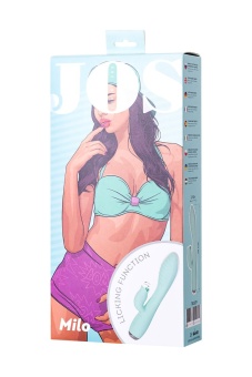 Мятный Вибратор с клиторальным стимулятором и язычком Jos Milo - 20 см