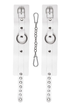 Белые мягкие кожаные оковы с люверсами