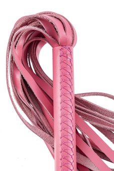 Розовая кожаная плеть - 50 см.