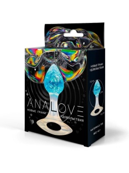 Голубоватая анальная пробка с ручкой - 8,5 см.