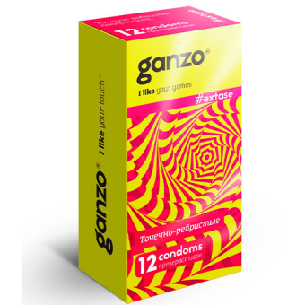 Презервативы Ganzo Extase с точечной и ребристой поверхностью - 12 шт