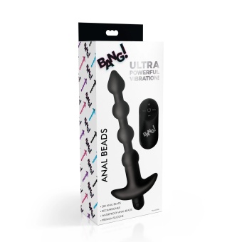 Черные анальные бусы с вибрацией и пультом ДУ 28X Remote Control Vibrating Silicone Anal Beads - 19 см.