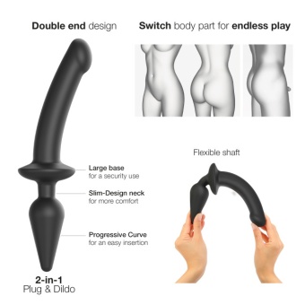 Двусторонний фаллоимитатор Strap-On-Me Switch Plug-In Semi-Realistic Dildo L черный