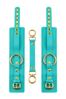Голубые однослойные кожаные оковы
