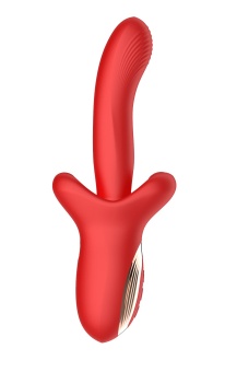 Красный вибратор с постукивающим эффектом - 22 см.
