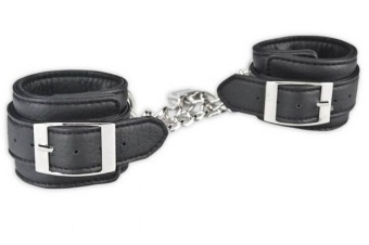 Наручники с цепью и замком Unsex Leatherette Cuffs