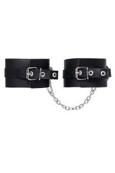 Черные оковы из толстой кожи с люверсами