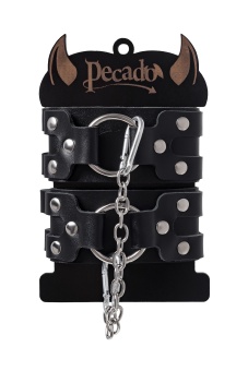 Черные кожаные оковы с двумя ремешками