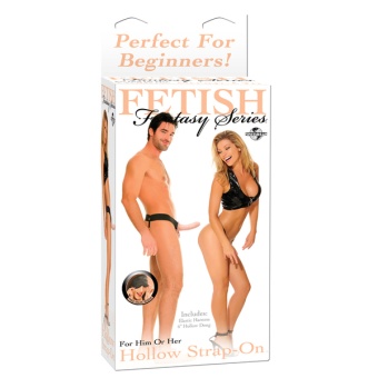 Реалистичный фаллопротез Pipedream Hollow Strap-on телесный - 15 см