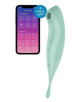 Двухсторонний вакуумный вибростимулятор Satisfyer Twirling Pro+ с приложением мятный