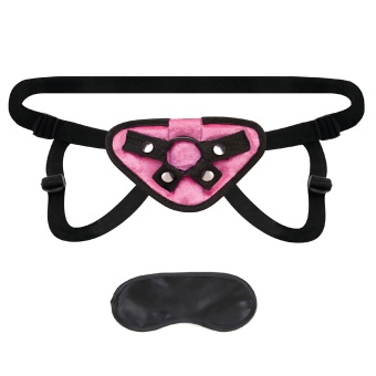 Плюшевые трусики для страпона Strap On Harness Pink черно-розовые