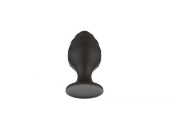 Черная малая силиконовая анальная пробка с рельефом в виде галочек