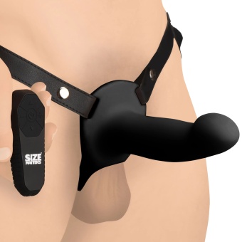Черный полый страпон с вибрацией 2’’ Erection 28X Smooth Vibrating Silicone Penis Sheath