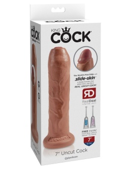 Фаллоимитатор King Cock Uncut с подвижной крайней плотью 18 см мулат