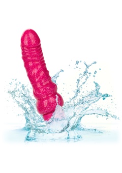 Розовый вибратор-реалистик с блестками Naughty Bits Lady Boner Bendable Personal Vibrator - 20 см.